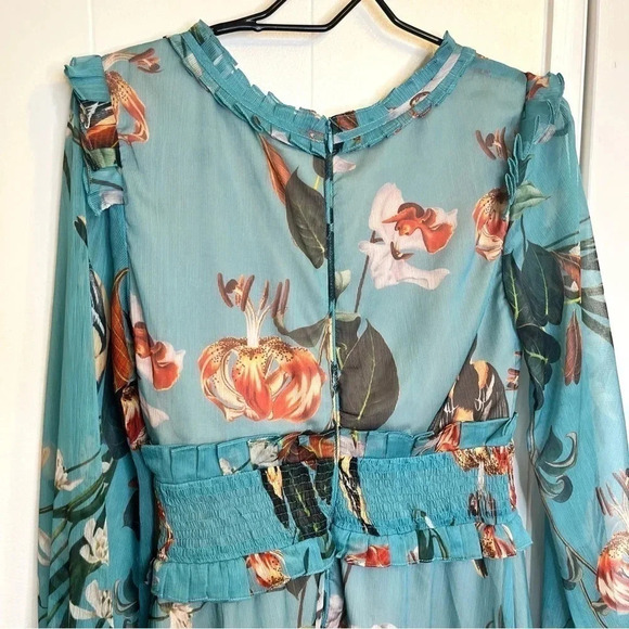 PatBo Carolina floral ruffle mini A-line dress size 2 - Picture 10 of 13